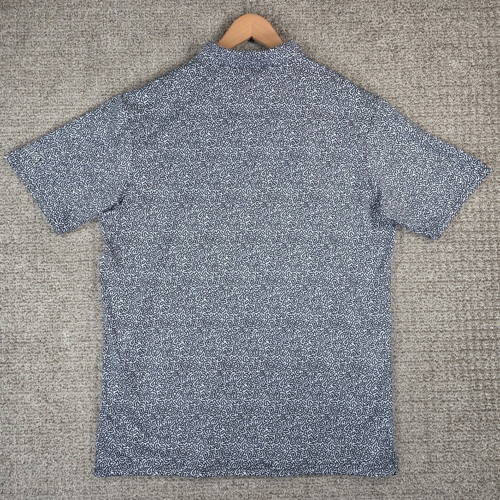 Bogey Bros Mens Golf Polo Shirt XL Black White Maze Print Short Sleeve Button Up - Picture 6 of 8